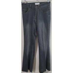 Soft Surroundings Black Stone Washed Denim Jeans 4 Boot Cut Stretch Zipper